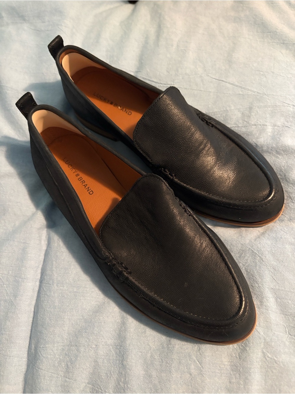 Lucky Brand Dark Navy Leather Slip-On Loafers